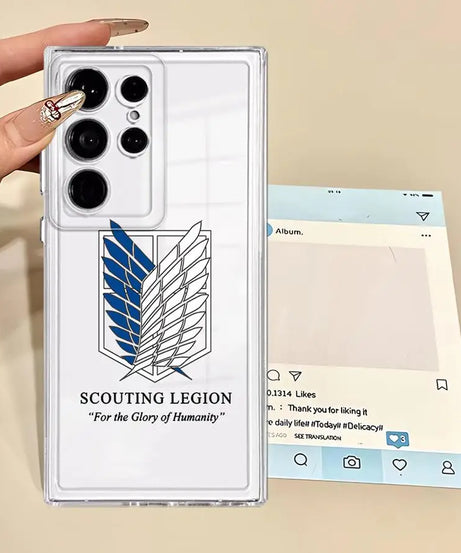 Clear Soft Case for Samsung Galaxy Note 10 20 Ultra S25 Ultra S21 S23 S24 FE S10 Plus S22 S20 Attack On T-Titan Logo