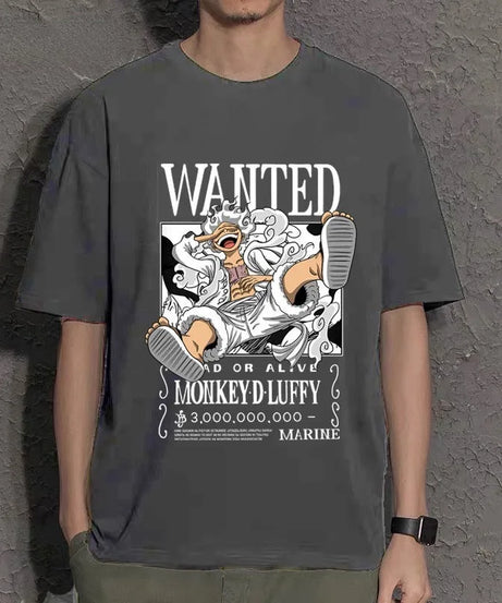 One Piece anime peripheral cute Nika Luffy pure cotton short-sleeved T-shirt round neck loose creative couple top gift wholesale