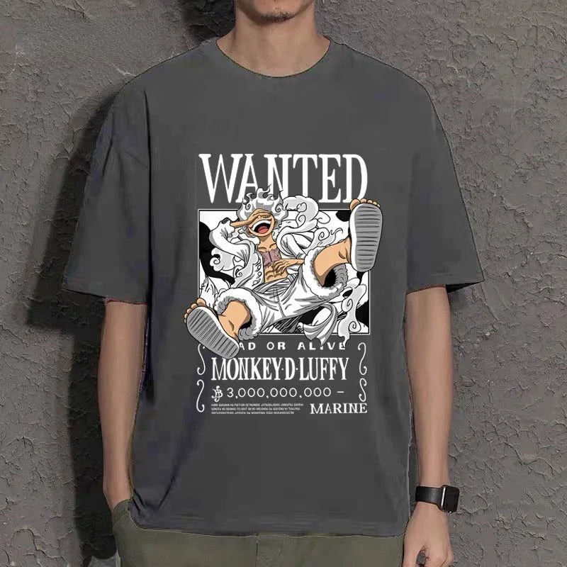 One Piece anime peripheral cute Nika Luffy pure cotton short-sleeved T-shirt round neck loose creative couple top gift wholesale