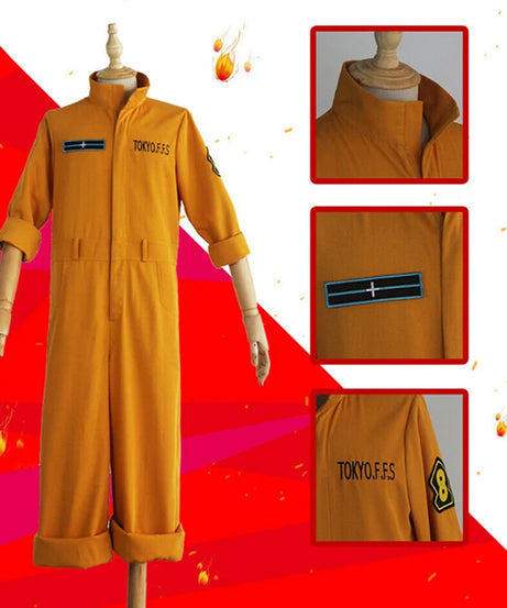 Anime Fire Force Shinra Kusakabe Cosplay Costume Jumpsuit Jumpsuit Orange Team Uniform Suit Arthur Boyle Man Halloween Costume