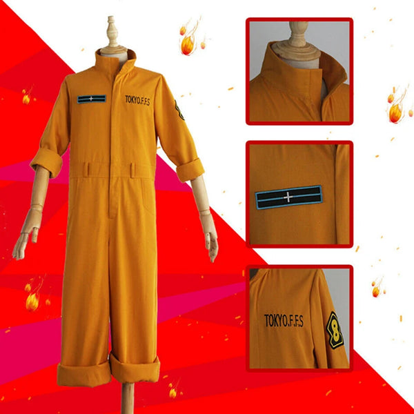 Fire Force Shinra Kusakabe Cosplay Costume — Company 8 Jumpsuit