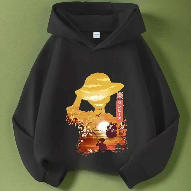 Kids Monkey D. Luffy Anime Fleece Hoodie – One Piece Pullover Sweatshirt 8