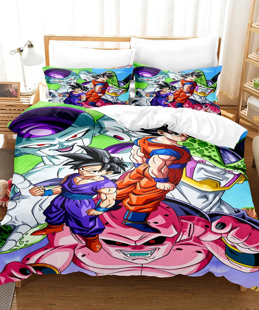 Anime Dragon Ball Duvet Comforter Quilt Cover Set Super Saiyan Bedding Set Anime Car Bed Bedroom Home Children Bedroom Gifts