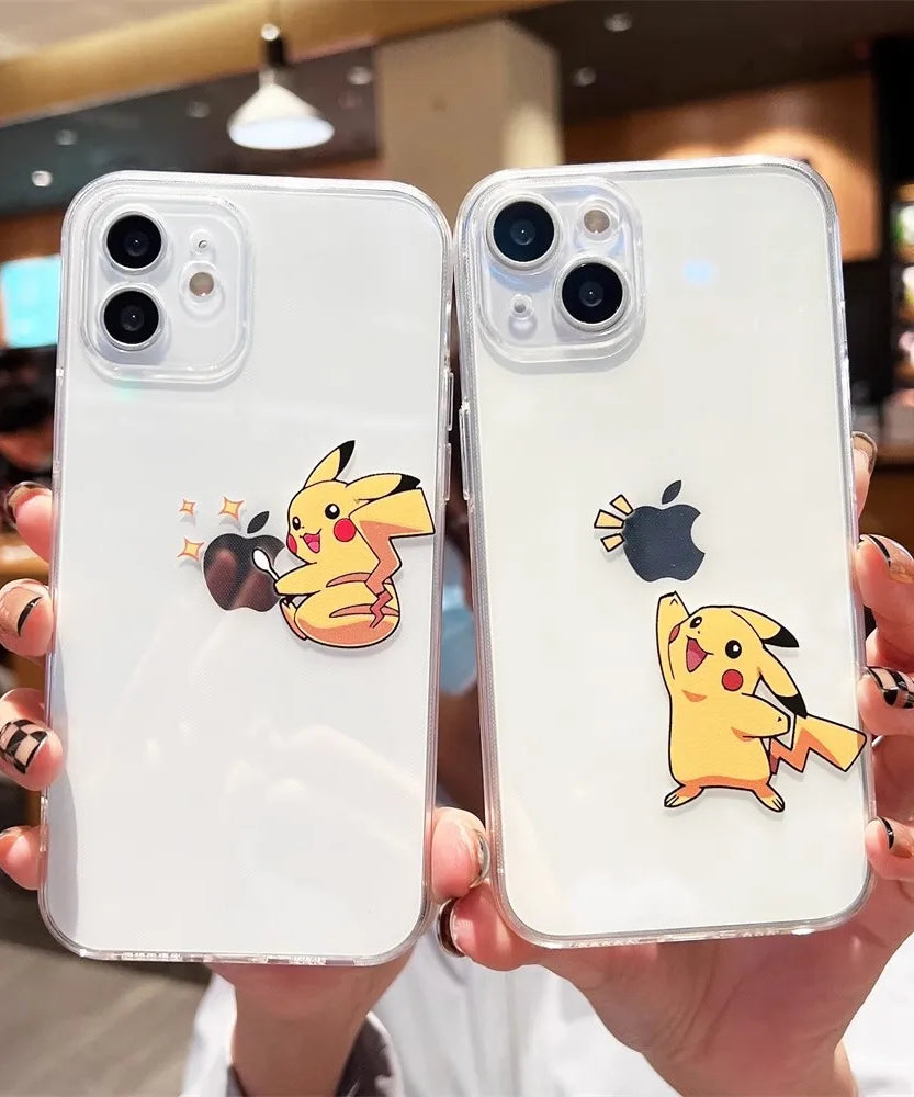 Pokemon Pikachu Phone Case for iPhone 13 12 11 14 15 Pro Max Clear Cover Case