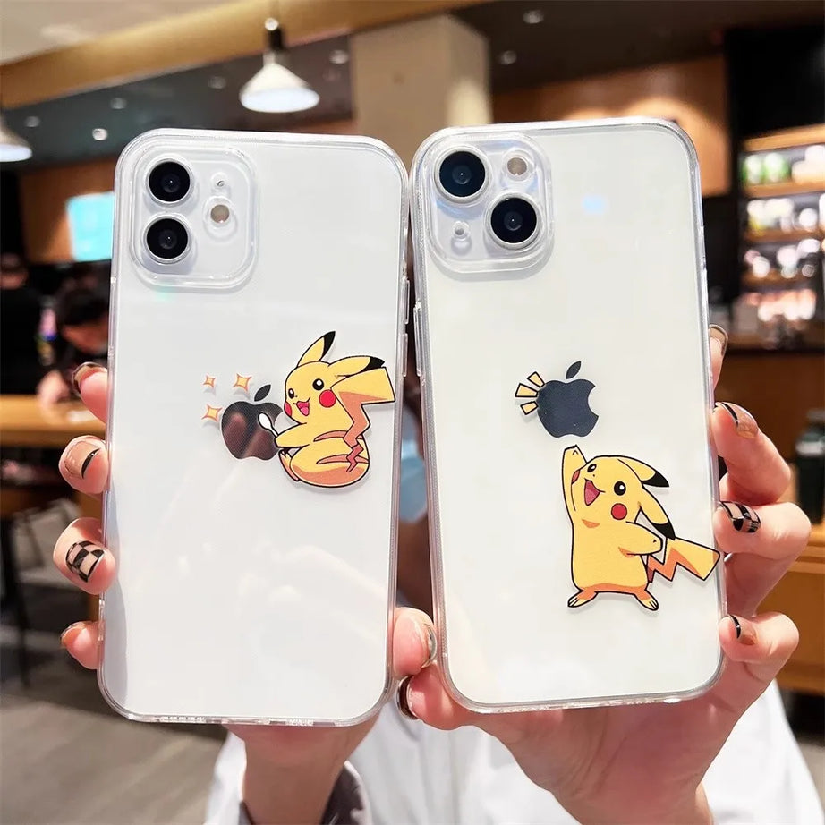 Pokemon Pikachu Phone Case for iPhone 13 12 11 14 15 Pro Max Clear Cover Case