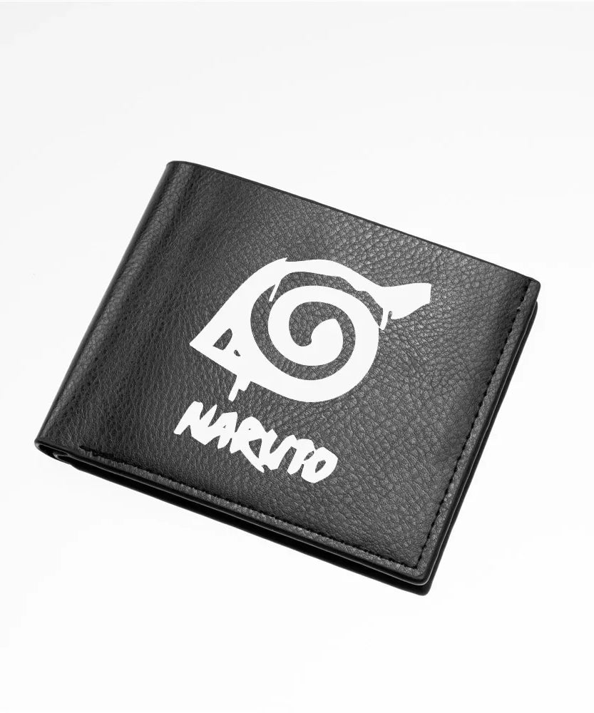 Naruto Sasuke Men Purse Black PU Leather Large Capacity Simple Casual Multiple Slot Card Holder Short Ultra Thin Wallet Gift New