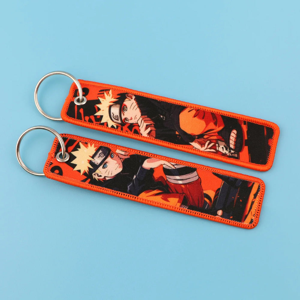 Anime Naruto Fabric Keychain Lanyard – Woven Character Zipper Pendant for Bags & Keys 8