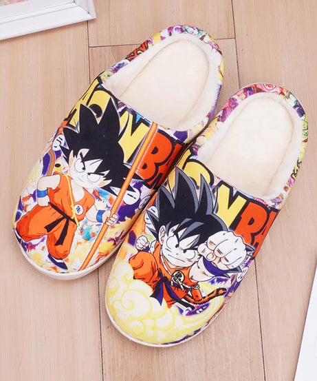 Anime One Piece Luffy Chooper Dragon Ball Goku Hatsune Winter Warm Plush Men Women Couple Shoes Home Slipper Stuffed Plush Gift