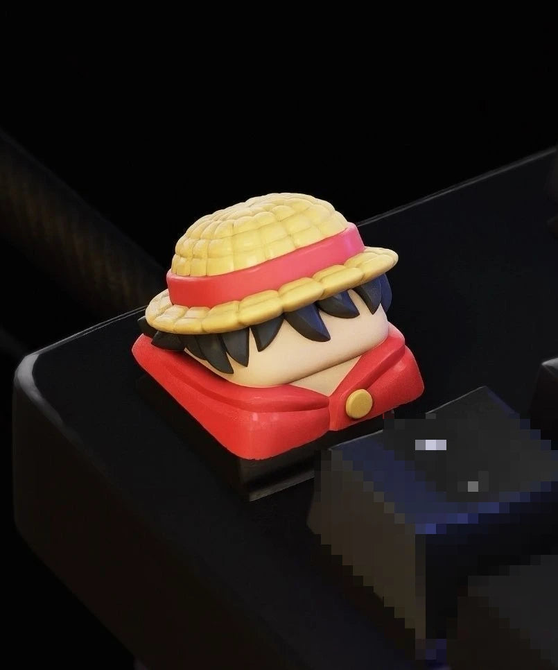 Monkey· D·Luffy cool creative personality kawaii anime peripheral cross axis universal Q version three-dimensional keyboard cap