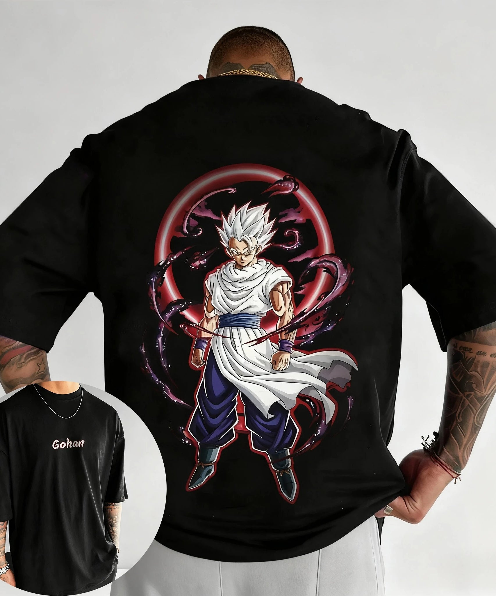 Dragon Ball Anime Joint T-shirt Summer Men's New Gohan Printed American Hip Hop Casual Loose Parent Child Short Sleeve Top
