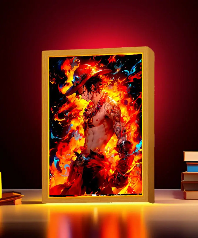 Anime Figure One Piece Light Painting Photo Frame Zoro Luffy Action Figures Led Night Light Room Decor Christmas Gifts Moon Lamp