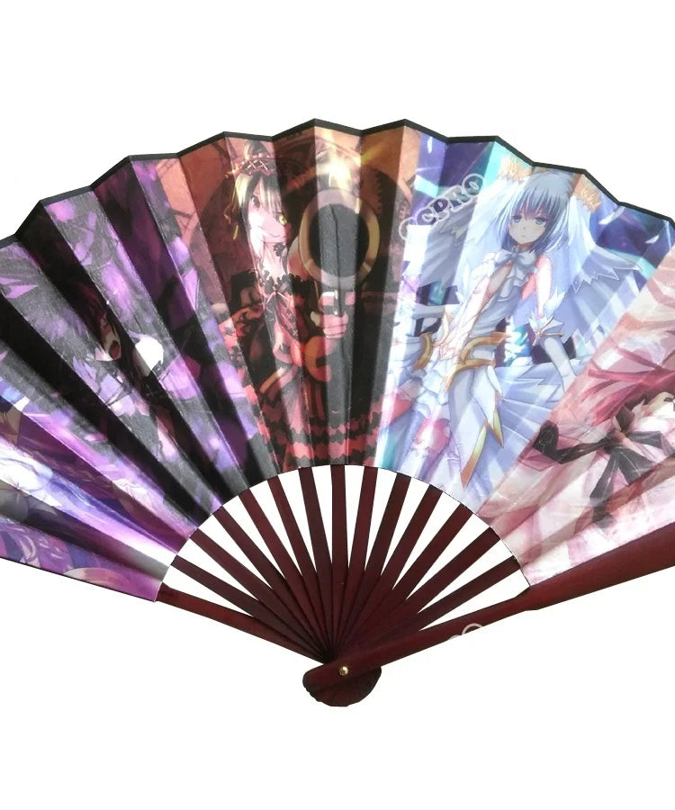 33cm/10"  Anime DATE A LIVE Tokisaki Kurumi Bamboo&Tough Paper Folding Fan Men and Women's Hand Fan for Costume Props