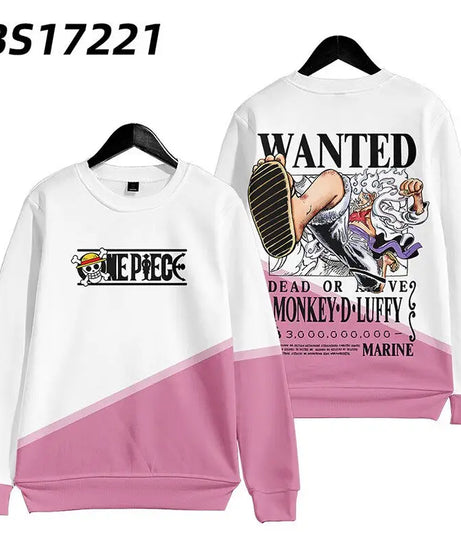 One piece Monkey D. Luffy Cartoon Round Neck Sweatshirt with Printed Casual Loose Autumn and Winter Long Sleeved Top