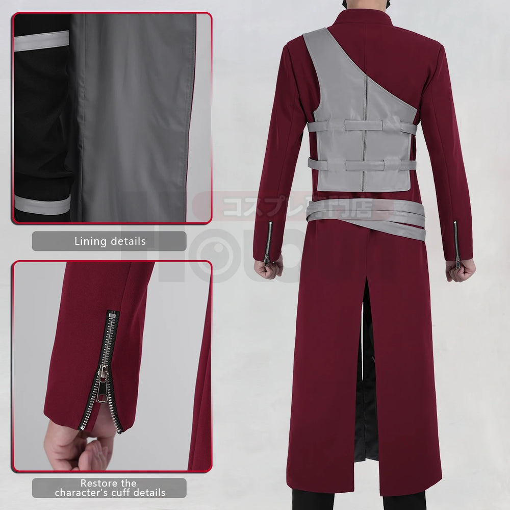 Anime Gaara Cosplay Costume – Long Coat, Vest, Pants & Belt Set 4