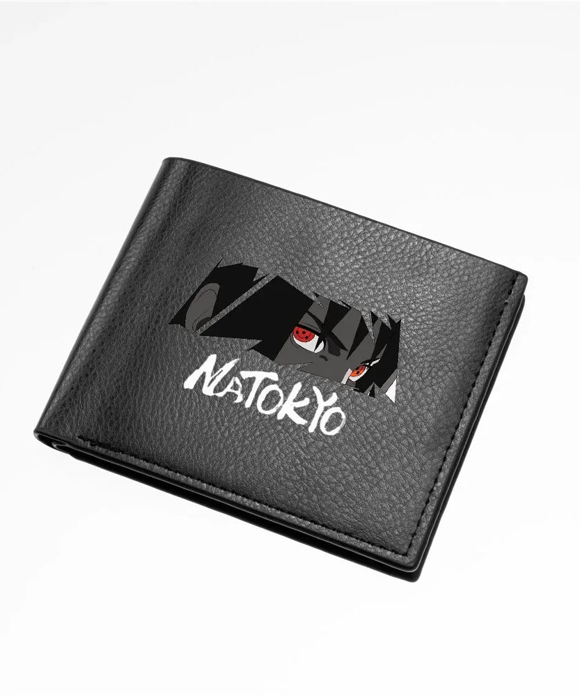 Naruto Sasuke Men Purse Black PU Leather Large Capacity Simple Casual Multiple Slot Card Holder Short Ultra Thin Wallet Gift New