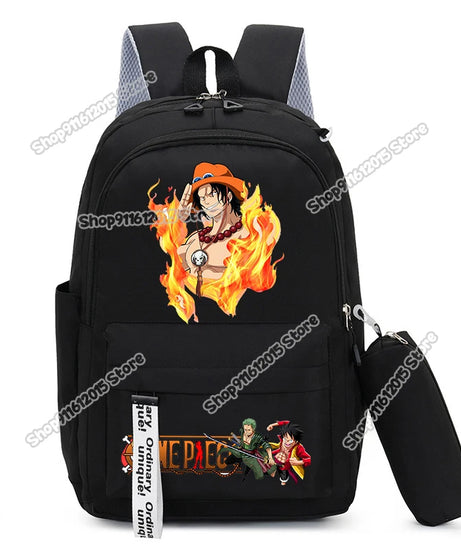 One Piece Luffy Zoro Backpack Kits Boy Student Usopp Chopper Anime Knapsack with Pencilcase Rucksack High-capacity Schoolbag