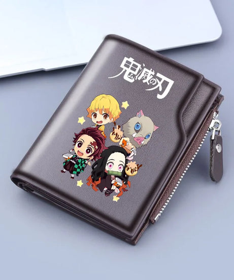 Demon Slayer Wallet Anime Coin Purse Men Credit Card Holder Boy Student Fashion Short Trifold Money Key Storage Pouch