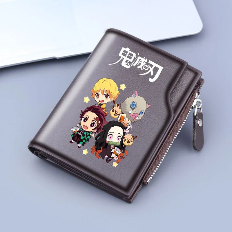 Demon Slayer Wallet Anime Coin Purse Men Credit Card Holder Boy Student Fashion Short Trifold Money Key Storage Pouch