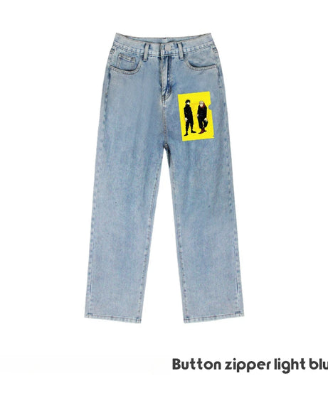 JUJUTSU KAISEN Gojo Yuji Megumi Sukuna Anime Daily Trousers Loose Spring and Autumn Wide Leg Pants Casual Jeans