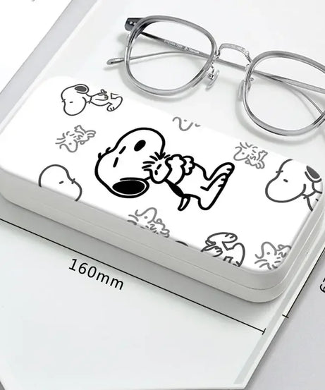 Snoopy Girl Korean Fresh Student Cute Disney Fashion Simple Anti-fall Portable Anti-Stress Folding Glasses Case