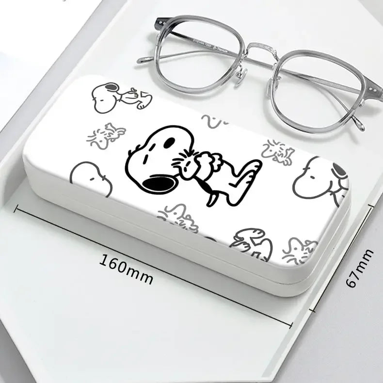 Snoopy Girl Korean Fresh Student Cute Disney Fashion Simple Anti-fall Portable Anti-Stress Folding Glasses Case