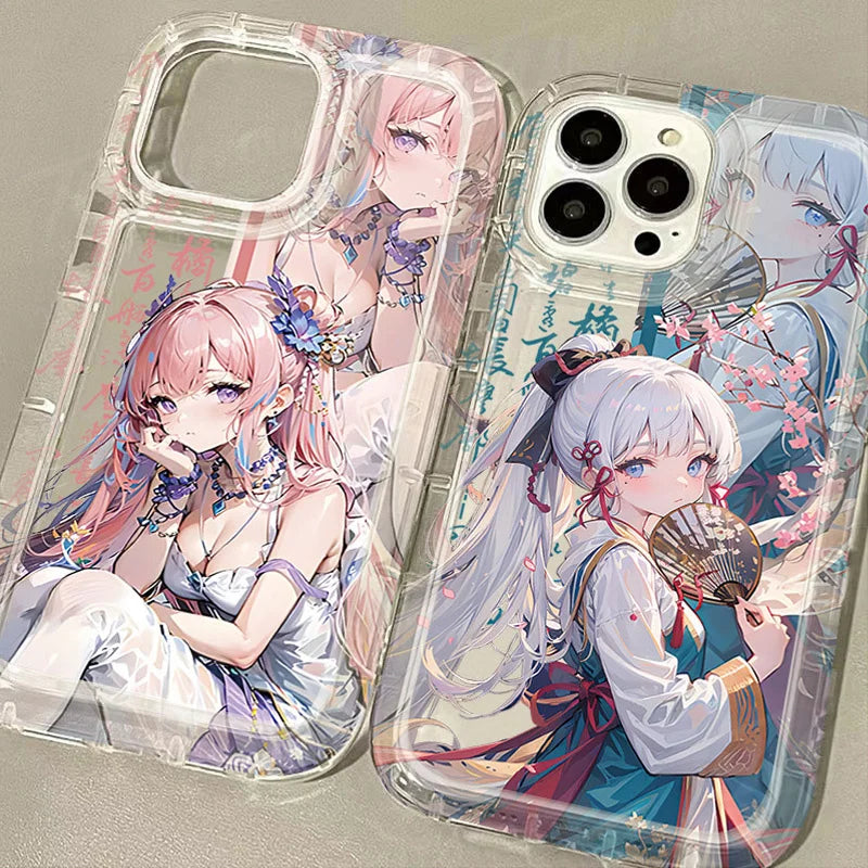 Genshin Impact Kamisato Ayaka Case for iPhone 15 14 13 12 11 Pro Max XR XS X 8 7 6 6S Plus SE 2020 Shockproof Transparent Cover