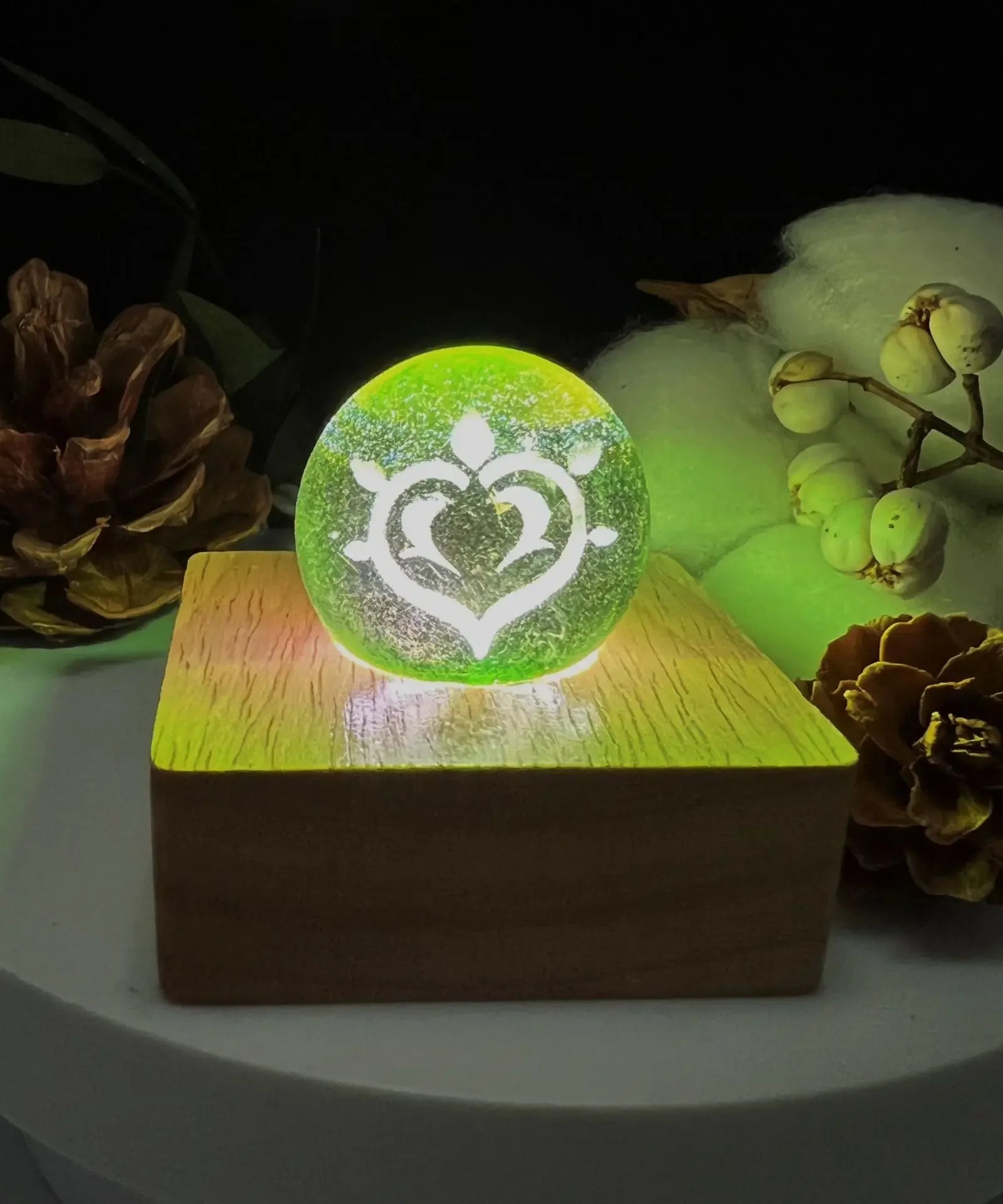 Genshin Impact Seven Elements Crystal Glass Ball 3D Three-dimensional Laser Engraving and Translucent Single Crystal Ball Game