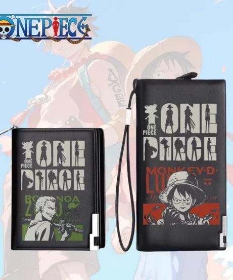 One Piece Luffy Ace Anime Peripheral Zipper New PU Wallet Handsome Personality Boy Print Coin Purse Short Card Pack Holiday Gift