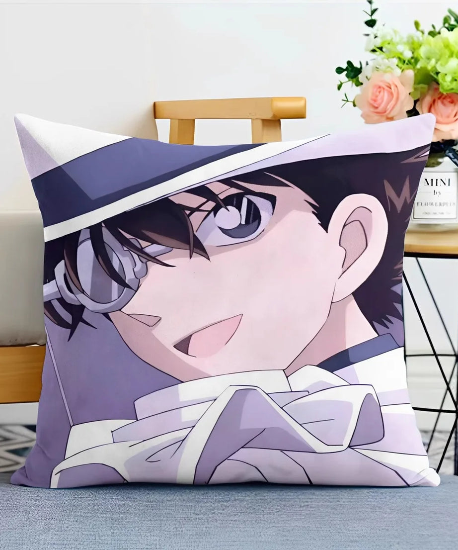 Detective Conan Pillowcase – Soft Anime Cushion Cover with Zipper for Sofa & Bedroom Decor