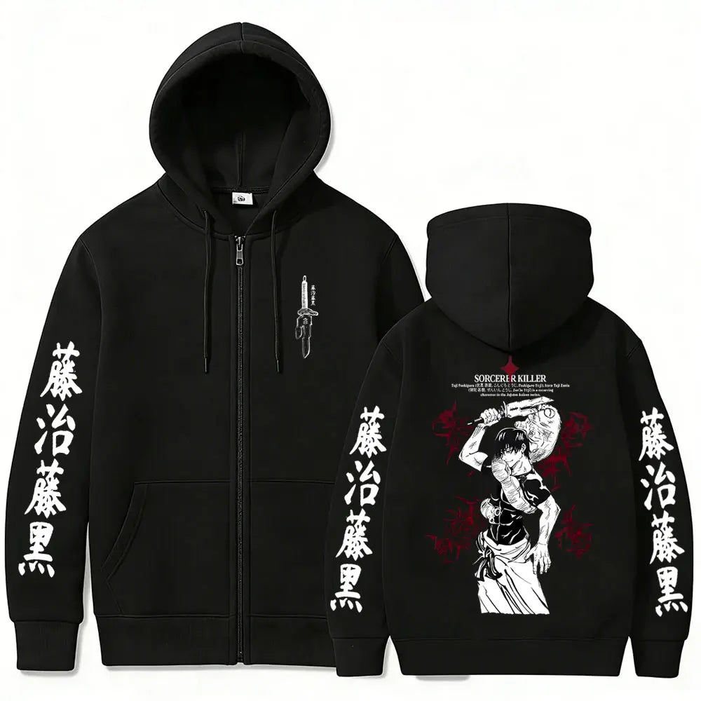 Jujutsu Kaisen Fushiguro Toji Sorcerer Killer Zip-Up Hoodie – Anime Manga Oversized Jacket 2