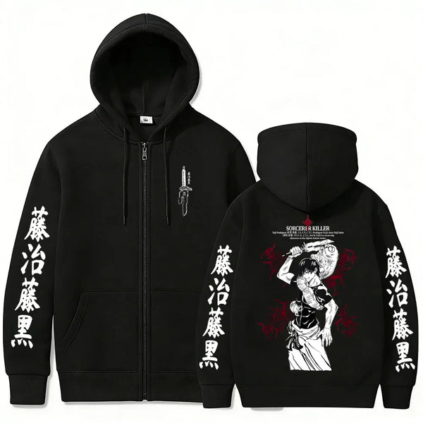 Jujutsu Kaisen Fushiguro Toji Sorcerer Killer Zip-Up Hoodie – Anime Manga Oversized Jacket