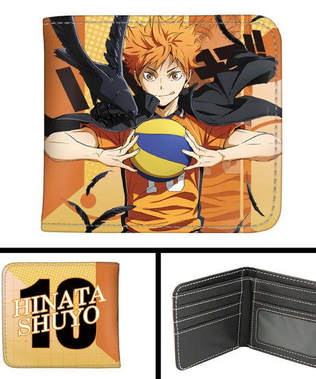 Anime Haikyu!! Short PU Leather Wallet Cute Hinata Shoyo Kageyama Tobio Folding Purse