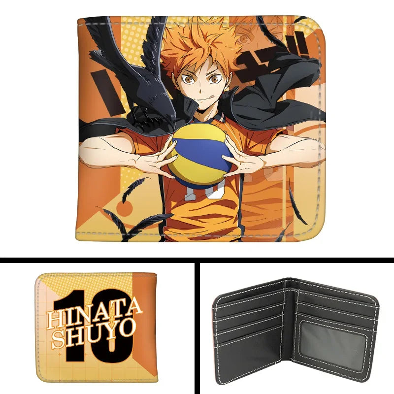 Anime Haikyu!! Short PU Leather Wallet Cute Hinata Shoyo Kageyama Tobio Folding Purse