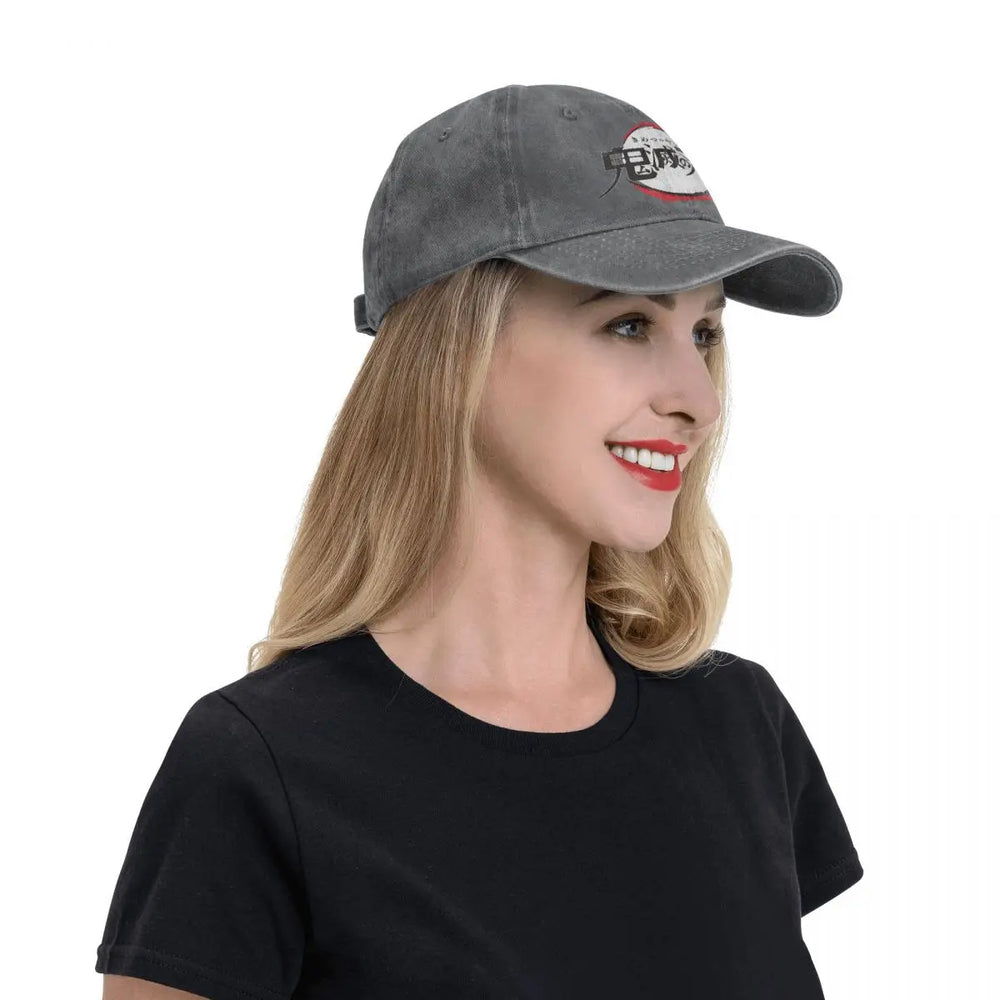 Demon Slayer Distressed Snapback Cap — Adjustable 6