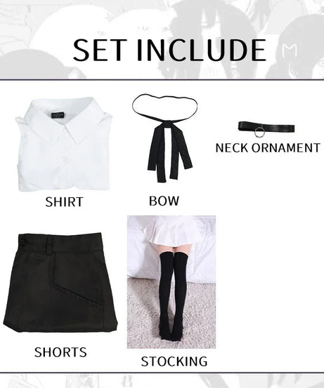 Reze Cosplay Costume Chainsaw Man Outfits Blue Suit Shirt Tie Short  Neck Ring Women Anime Uniform Halloween