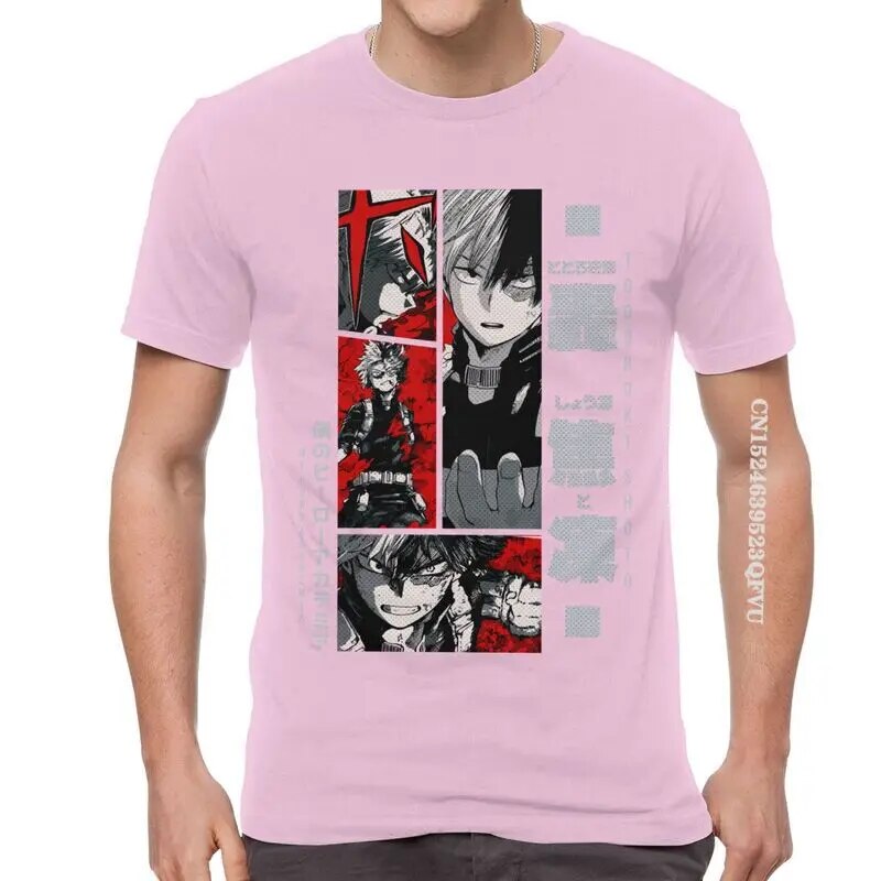 Shoto Todoroki Tshirts Men Leisure Cotton Oversized T Shirt Anime Mang ...