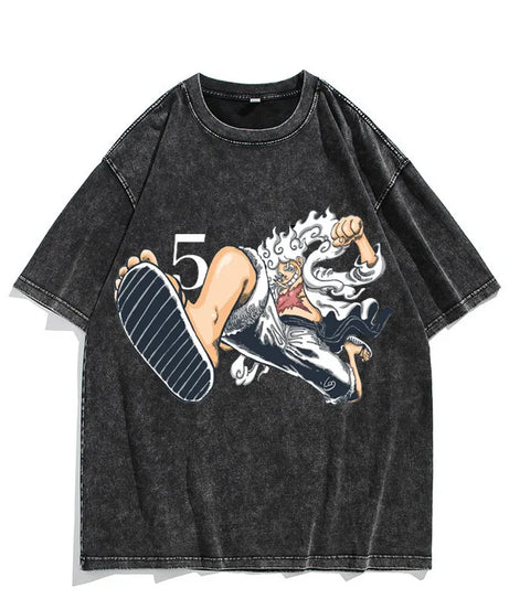 One Piece Luffy Vintage Washed T-Shirt – Unisex Cotton Anime Streetwear
