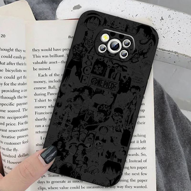 Anime Art One Piece Luffy For Xiaomi Mi Poco F5 F4 F3 X6 X5 X4 X3 M6 M5 M5S M4 M3 C65 Pro GT NFC 5G Black Back Phone Case