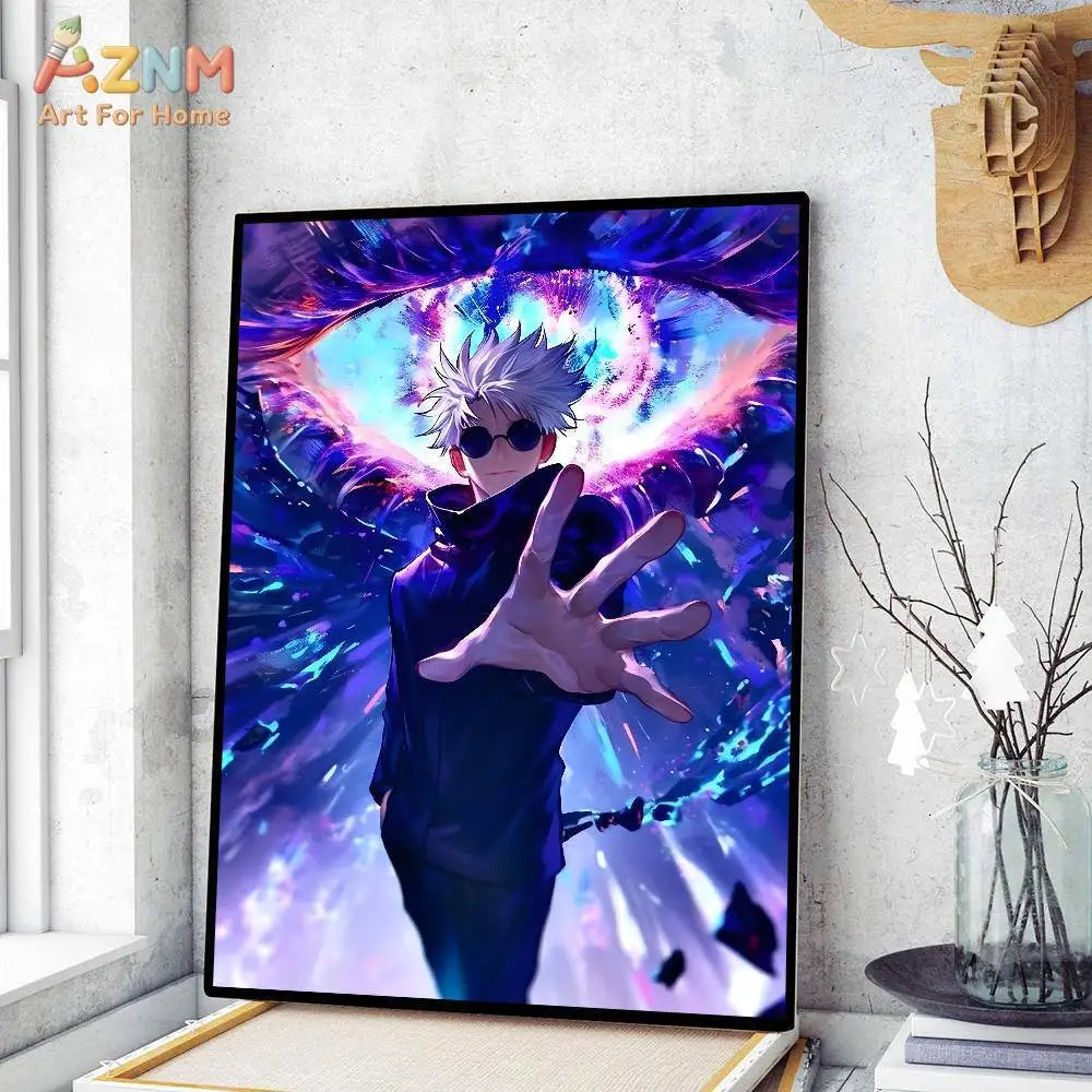 Anime Jujutsu Kaisen Gojo Satoru Canvas Print – Blue Power Wall Art Poster 5