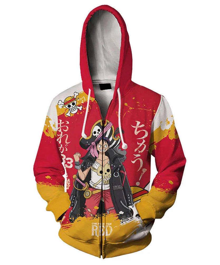 Anime One Piece Luffy Trafalgar D. Water Law Hoodie Cosplay Costume Long Sleeve Sweatshirt Sweater Zip Up Coat Jackets