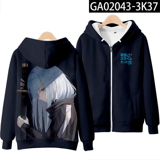 Anime Rimuru Tempest 3D Print Zip-Up Hoodie Unisex Harajuku Streetwear Cosplay Coat 8
