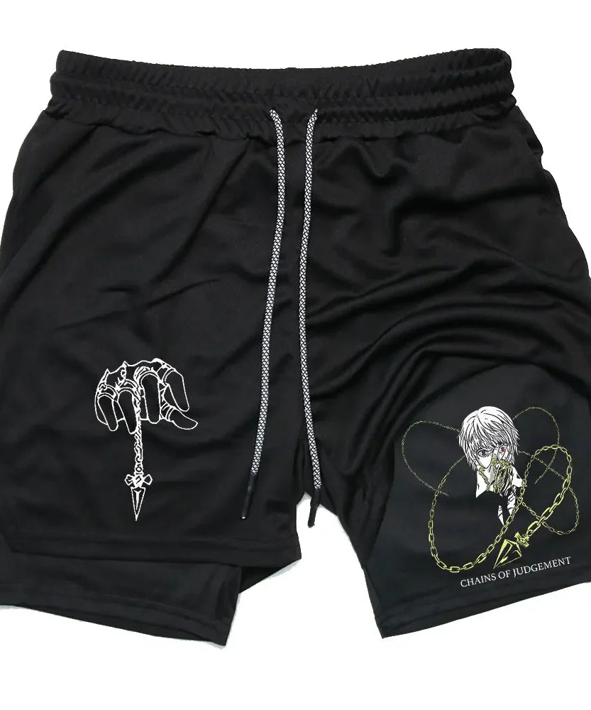Kurapika Anime 2-in-1 Gym Shorts – Breathable Compression Sportwear