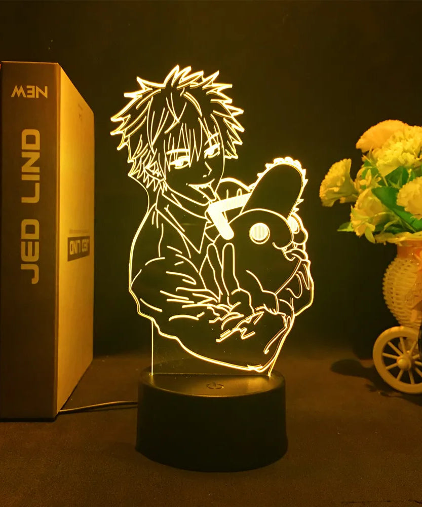 Anime Chainsaw Man Led Acrylic Stand Denji Power Makima Action Figure For Kids Bedroom Decor Nightlight Birthday