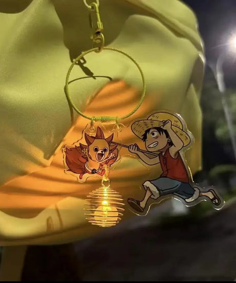 Anime One Piece Monkey D. Luffy Lotus Lantern Keychain Acrylic Luminous Nightlight Pendant Lotus Lantern Gift