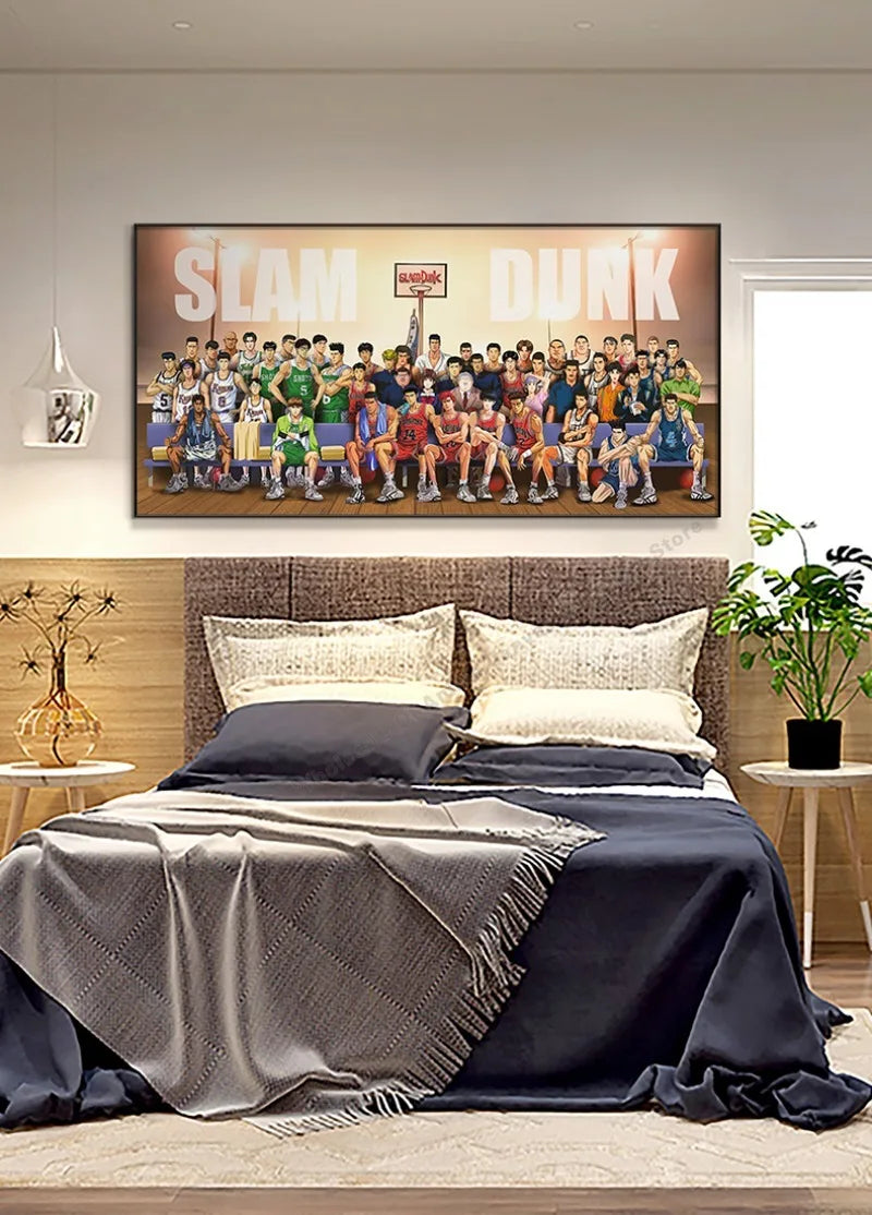 Slam Dunk Wall Art – Sakura Path Anime Mural for Bedroom or Living Room
