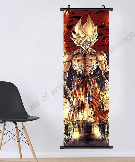 Dragon Ball Z Hanging Canvas Scroll – Goku, Vegeta & Frieza Anime Wall Art