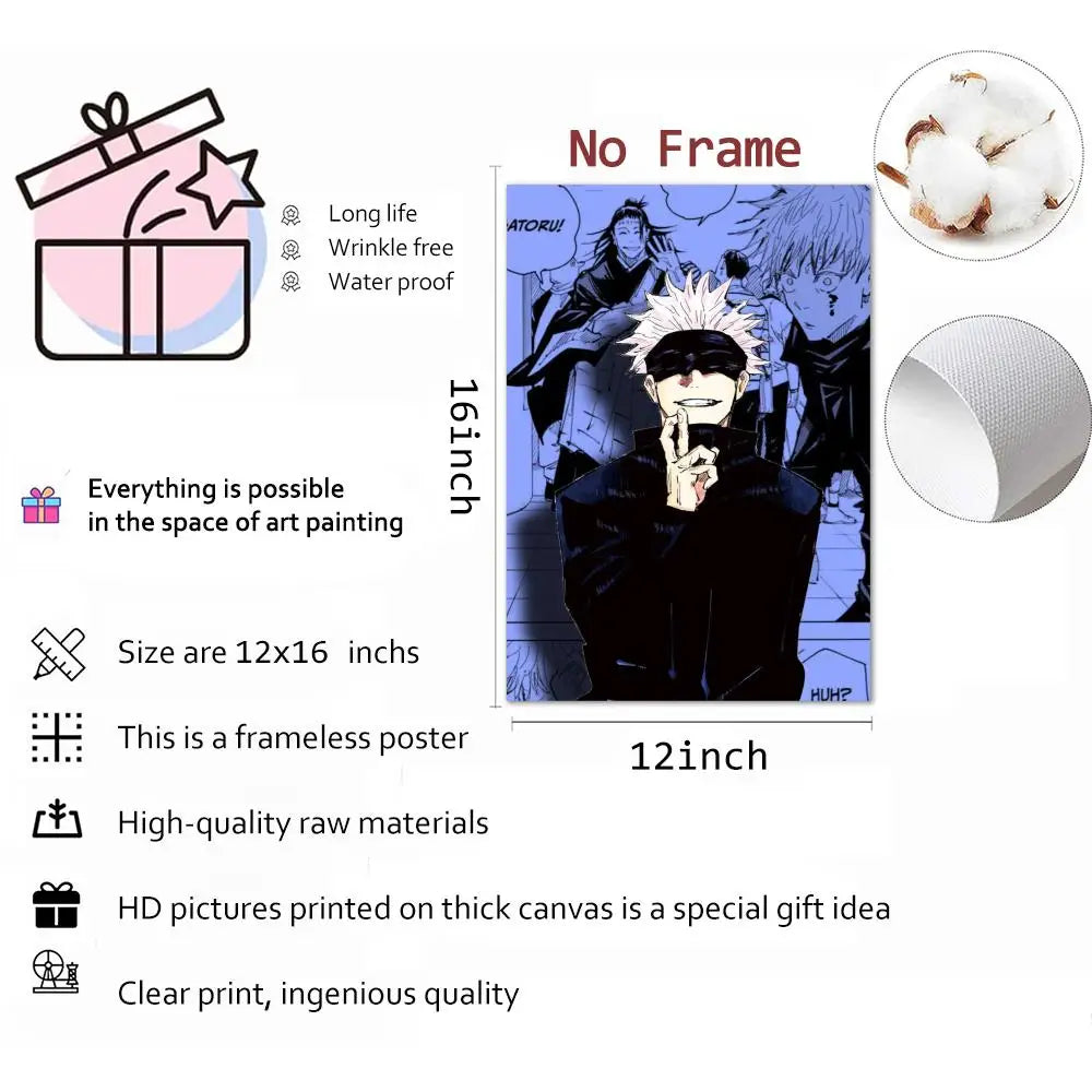 Anime Jujutsu Kaisen Gojo Satoru Canvas Painting Poster – Crease-Free Waterproof Wall Art Decor 5