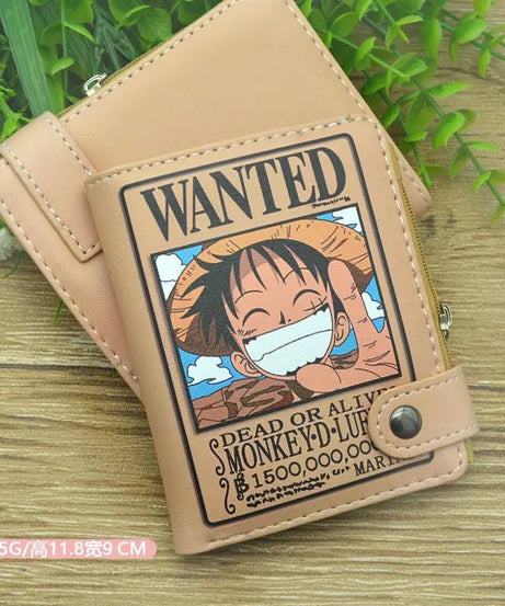 Anime One Piece Figure Wallet Luffy Purse Zoro Ace Bounty Order Skeleton Pattern Pu Kawaii Wallet Card Holder Purse