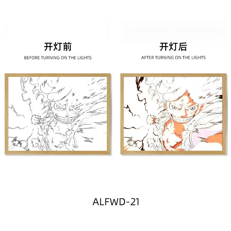 Sun God Nika Luffy Light-Up Frame – One Piece LED Desktop Decor