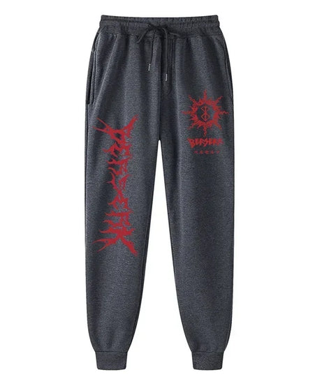 Men's berserk animated printed sportswear pants sports jogging pants casual polar lining pocket pants